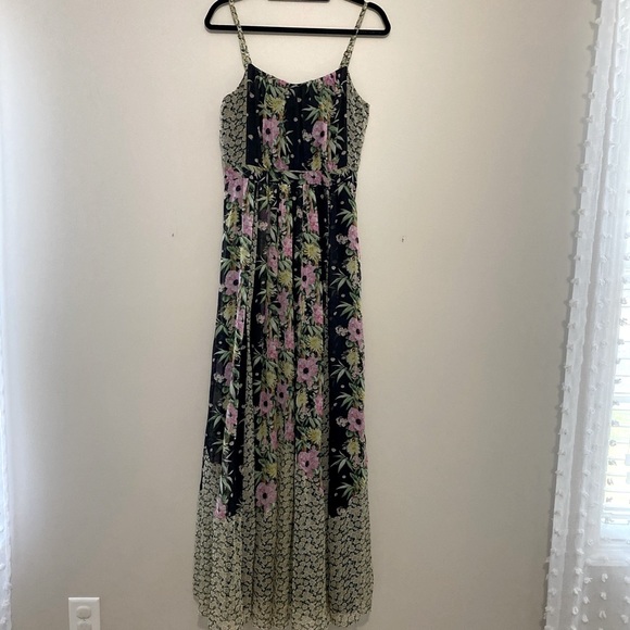 Multi Black Chiffon Floral Flowy Maxi Dress -Spring - Picture 9 of 10